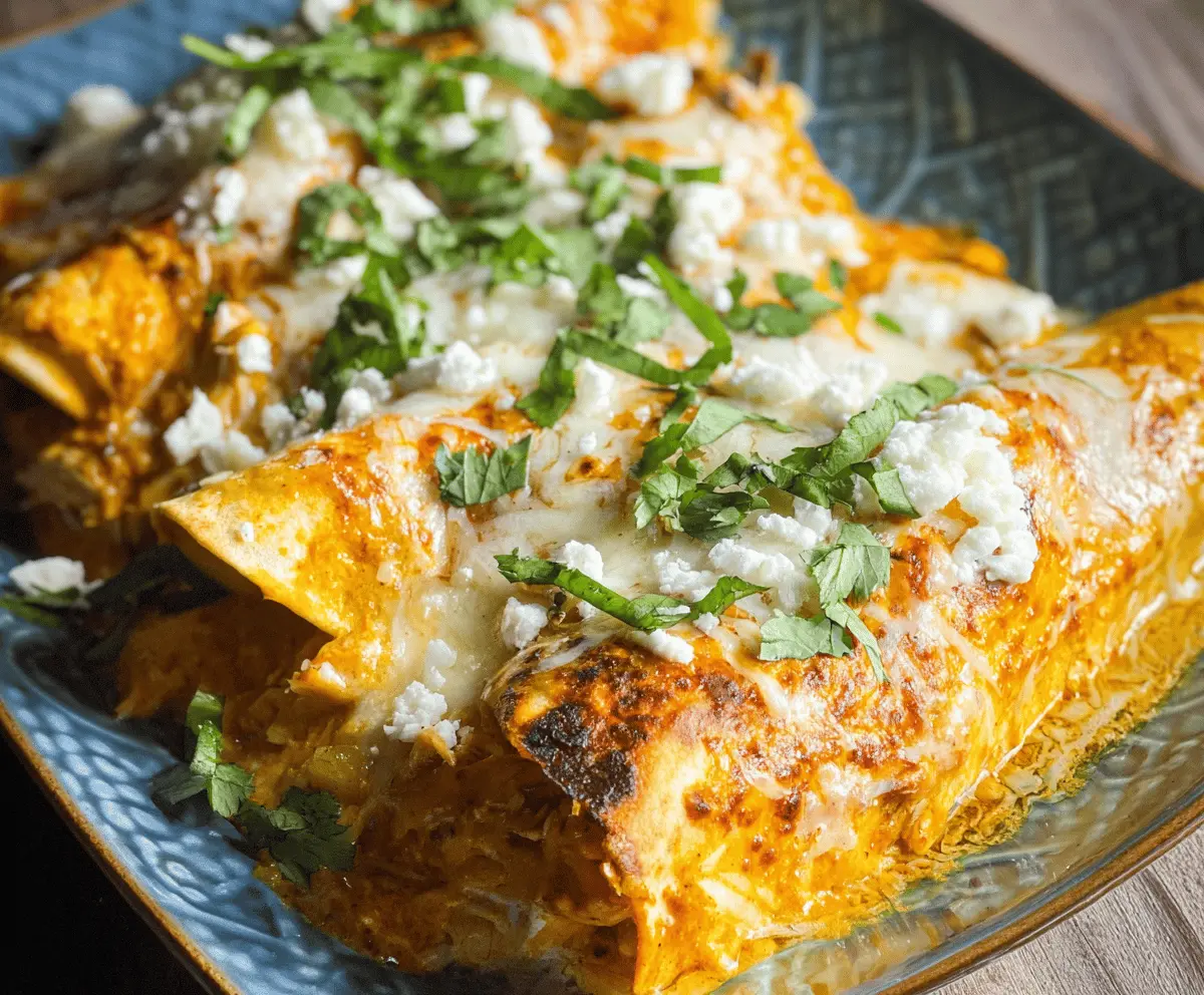 Creamy Savory Pumpkin Enchiladas with Green Chili & Cotija